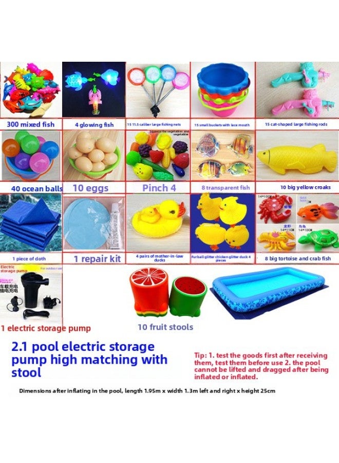 Fishing Pond Set Square Stall Thickeneded Inflatable Pool Kindergarten Magnetic Fish Fishing Rod Kidsren's Educational Toy Fish